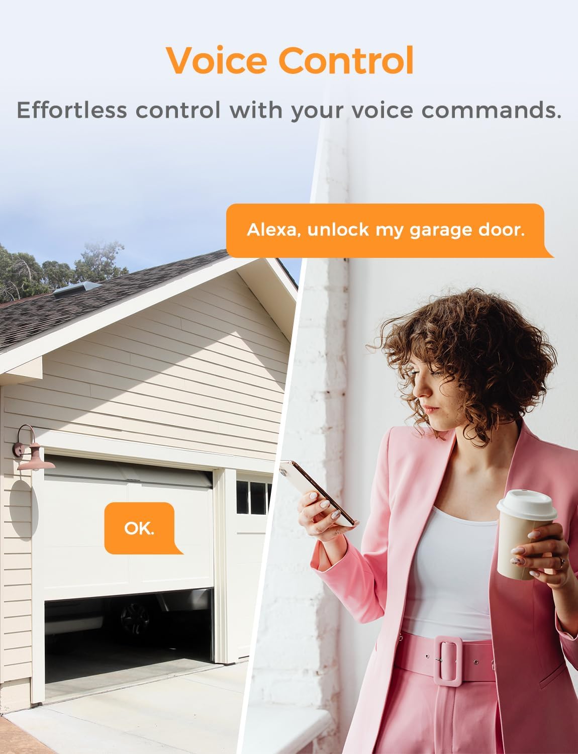 Refoss Smart Wi-Fi Garage Door Opener, APP Control, Compatible with Alexa, Google Assistant, 𝗡𝗼 𝗛𝘂𝗯 Needed - PuriLite