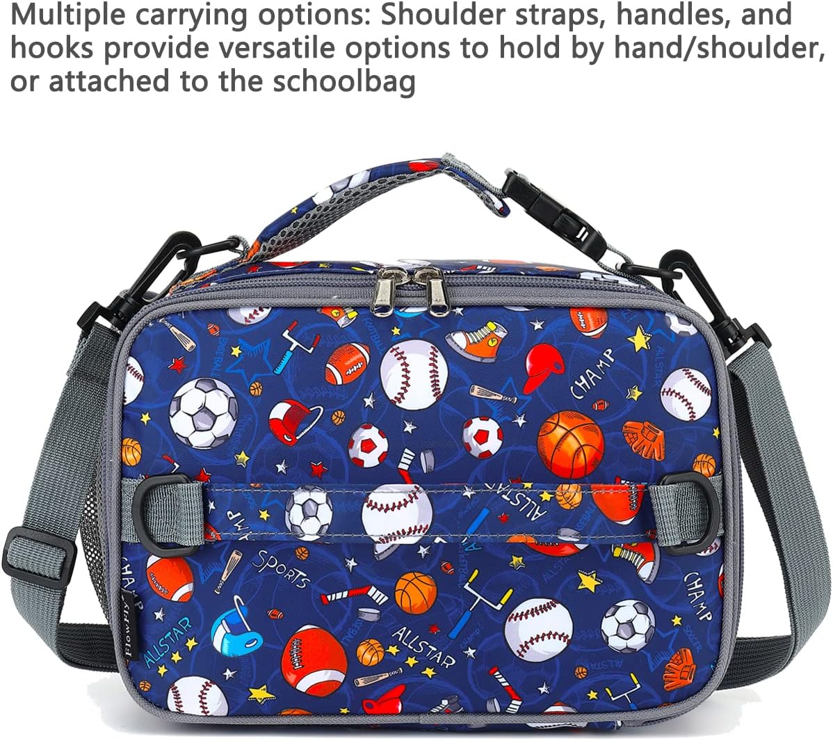 FlowFly Kids Lunch Box Insulated Soft Bag Mini Cooler Back to School Thermal Meal Tote Kit for Girls, Boys, Black - PuriLite