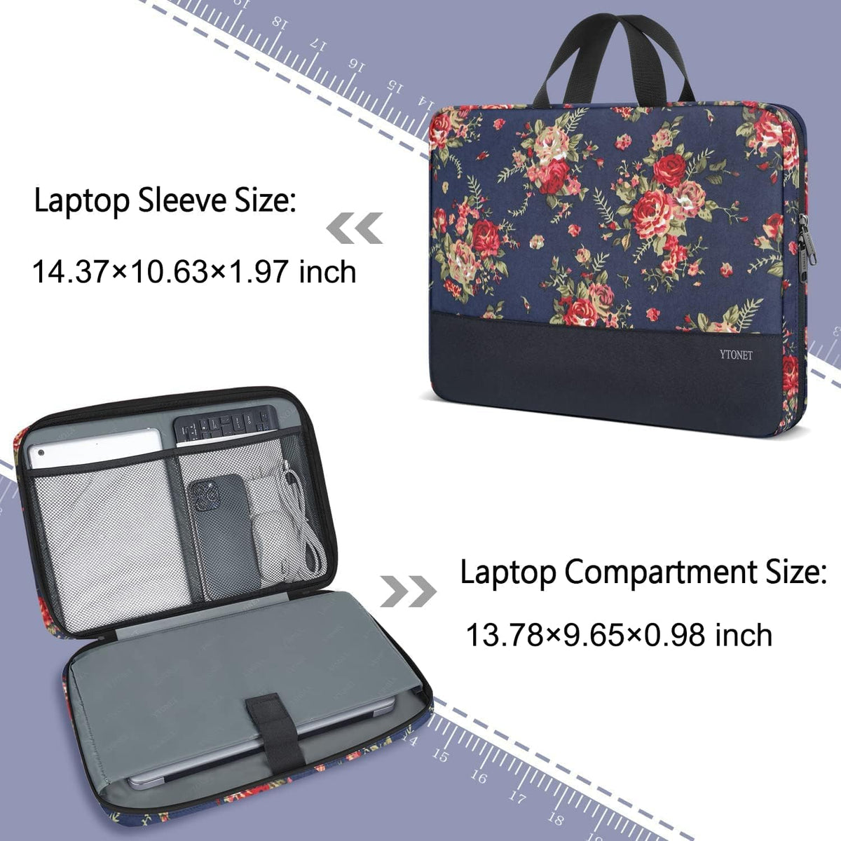 Ytonet Laptop Sleeve, 15.6 inch TSA Laptop Bag Laptop Case Water Resistant Computer Carrying Bag Compatible for Lenovo, HP, Dell, Asus Notebook, Gifts for Men Women, Grey - PuriLite