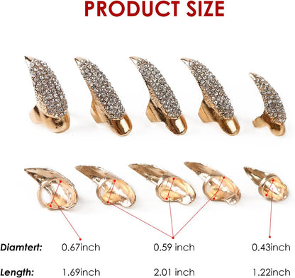 10PCS Finger Claws Fake Long Nail Women Halloween Costume Accessories Vampire Cat Wolf Cosplay, 1 Count (Pack of 10), Metal - PuriLite