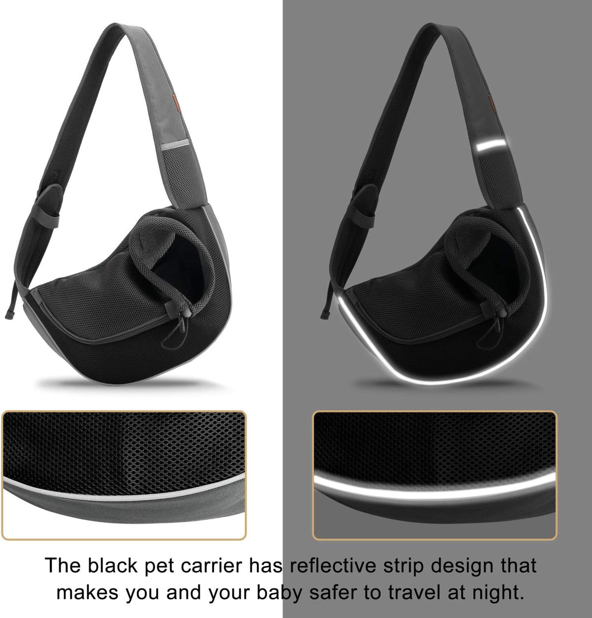 FDJASGY Pet Sling Carrier for Small Dogs Cats,Breathable Mesh Travelling Hand Free Puppy Backpack with Pouch and Adjustable Strap Carrier Grey - PuriLite