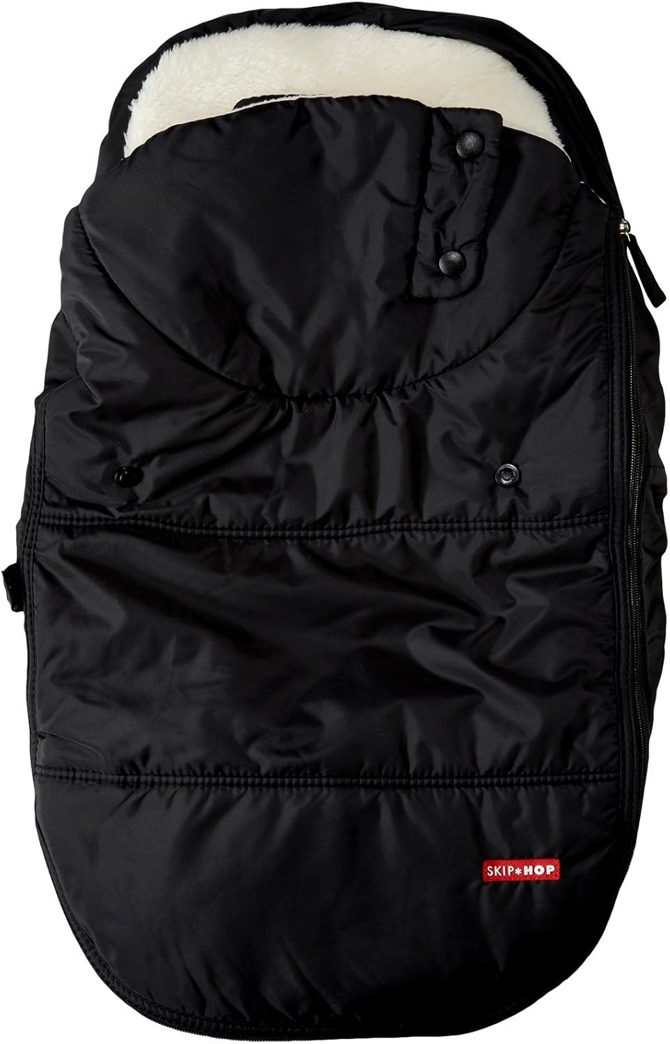 Skip Hop Winter Car Seat Cover – Stroll & Go, Black | Universal Fit Infant Car Seat Cover for Cold Weather, Windproof & Cozy Fleece Baby Carrier Cover, Zip-Off Front Flap, Warm Travel Accessory - PuriLite