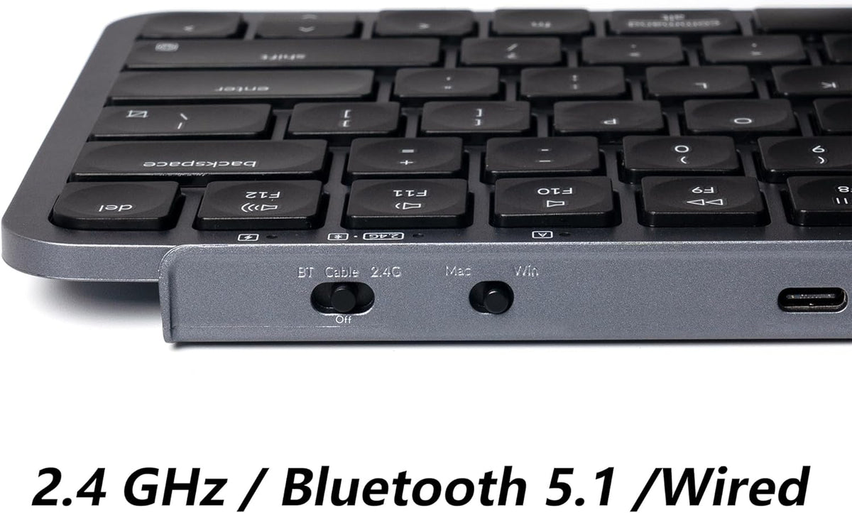 Keychron B6 Pro Quiet Key Full Size Ultra-Slim Wireless Keyboard, ZMK Programmable Bluetooth 5.1/2.4 GHz/Wired with Ultra-Long Battery Life Low Profile for Mac Win Linux System - Space Gray - PuriLite