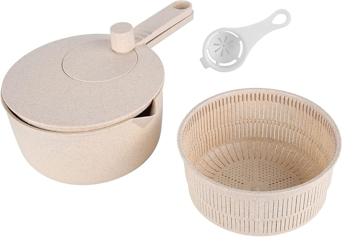 Easy to Use Pro Pump Spinner with Bowl, Colander and Built in Draining System, Salad Spinner, Large Lettuce Spinner, Salad Spinner for Kitchen(Beige) - PuriLite