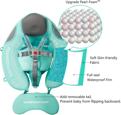 Mambobaby Baby Swim Float with Canopy, Non-Inflatable Solid Baby Float, Upgrade Soft Skin-Friendly Material Infant Swim Float - PuriLite