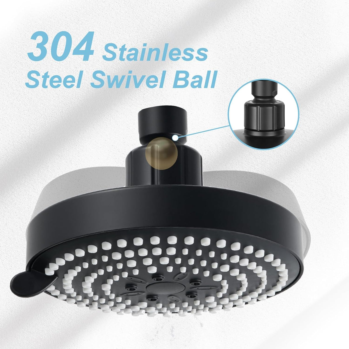 OFFO Shower Head, High Pressure Shower Head with 6 Mode, Fixed Showerheads for Strong Water Flow & Relaxing Shower Experience, Chrome - PuriLite
