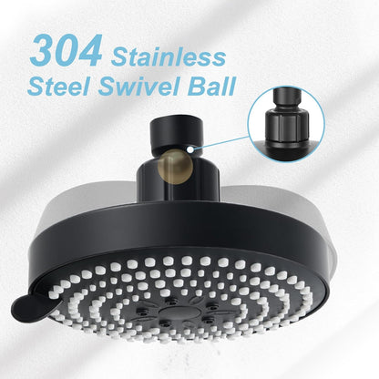 OFFO Shower Head, High Pressure Shower Head with 6 Mode, Fixed Showerheads for Strong Water Flow & Relaxing Shower Experience, Chrome - PuriLite