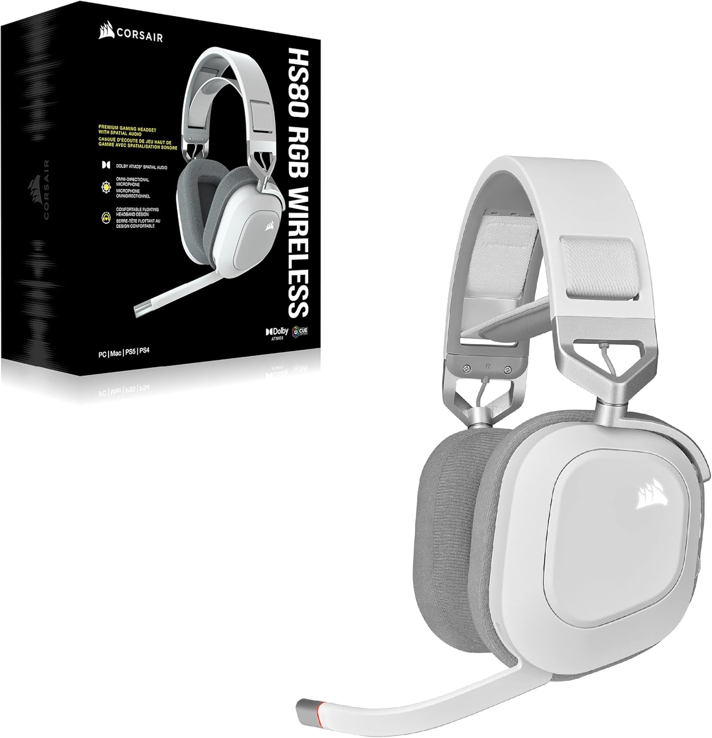 Corsair HS80 RGB USB Premium Gaming Headset with Dolby Audio 7.1 Surround Sound (Broadcast-Grade Omni-Directional Microphone, Memory Foam Earpads, High-Fidelity Sound, Durable Construction) Carbon - PuriLite