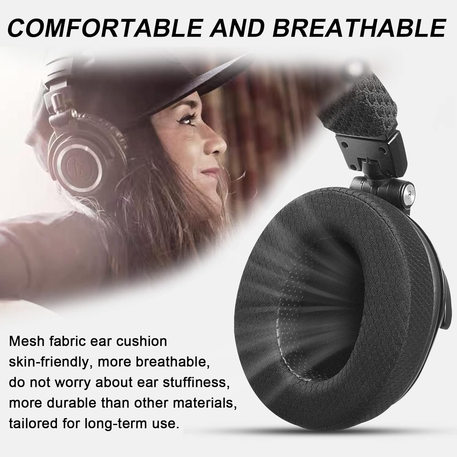 Upgraded Replacement Earpads Cushions for HyperX Cloud/Alpha, for Turtle Beach Stealth 400/600, for Audio Technica M50X/M40X&More, Ear Pads with Breathable Mesh Fabric/Added Thickness - PuriLite