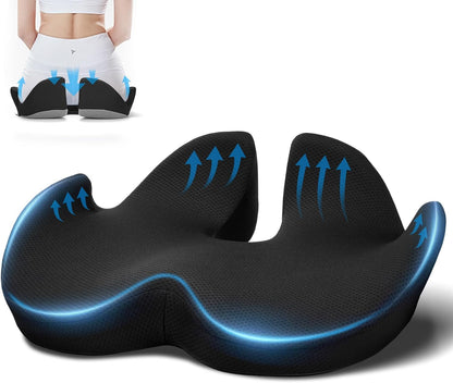 Memory Foam Seat Cushion for Chair, Ergonomic Coccyx Support Cushion for Long-Term Sitting, Breathable Pressure Relief Seat Pad for Office, Home, Travel - PuriLite