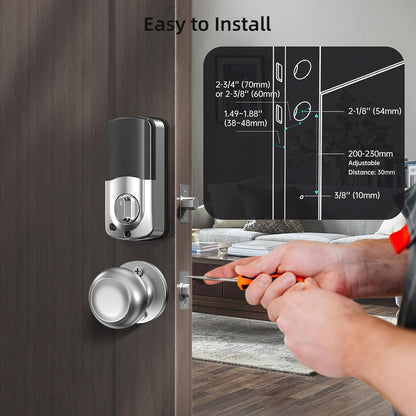 Keyless Entry Door Lock with Knob: NUTOMO Front Door Lock Set Fingerprint Deadbolt Alexa Digital Keypad Door Locks APP Remote Control Auto Lock Black - PuriLite