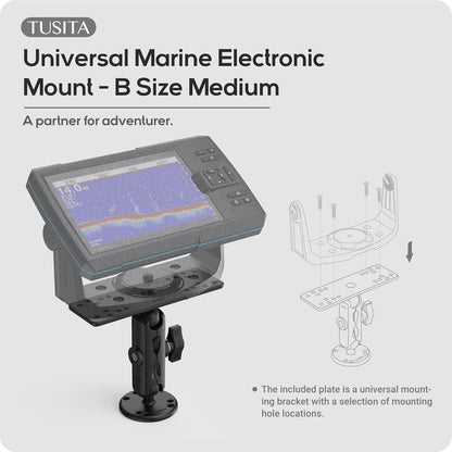 TUSITA Universal Marine Electronic Mount - B Size Medium, Aluminum Fish Finder Mount with 1" Ball for Boat, 360° Rotation, High Salt Water Resistant, Compatible with Garmin, Lowrance and More - PuriLite