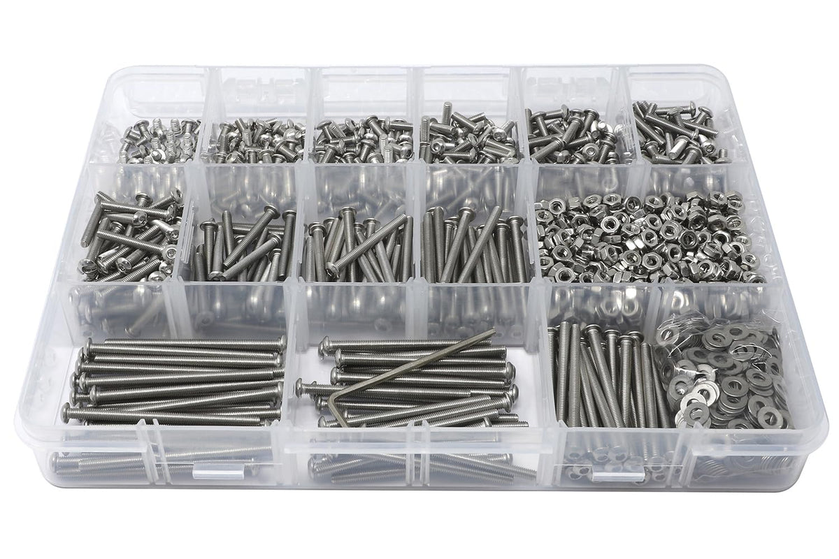 iexcell 50 Pcs M6 x 20mm Thread Pitch 1 mm Stainless Steel 304 Hex Socket Button Head Cap Screws Bolts Kit - PuriLite