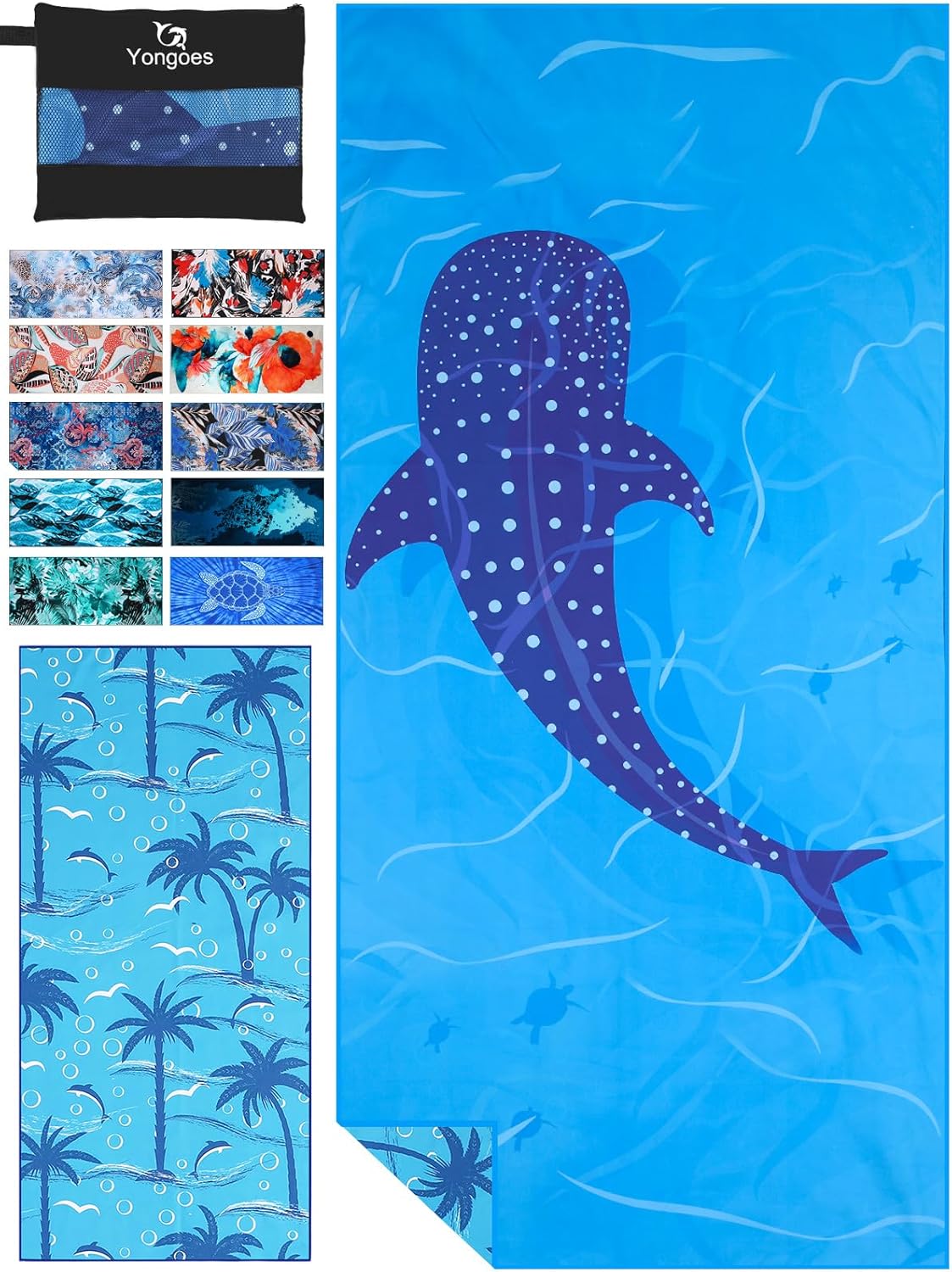 4 Pack Microfiber Lightweight Thin Beach Towel Sand Free Quick Dry Super Absorbent Compact Oversized Large Towels for Swimming Pool Yoga Gym Travel Vacation Beach Accessories Essentials for Adults - PuriLite