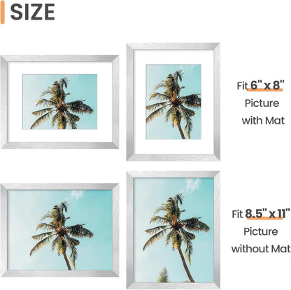 upsimples 11x14 Picture Frame, Display Pictures 8x10 with Mat or 11x14 Without Mat, Wall Hanging Photo Frames, Black - PuriLite
