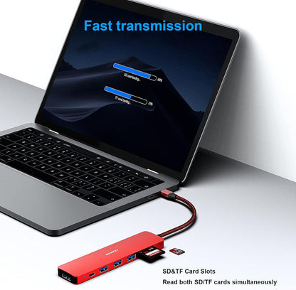BENFEI USB C HUB 7in1, USB C HUB Multiport Adapter with USB-C to HDMI, USB-C to SD/TF Card Reader/3*USB 3.0/100W Power Delivery, Compatible with iPhone 15 Pro/Max, MacBook, iPad Pro, iMac, S23, XPS17 - PuriLite