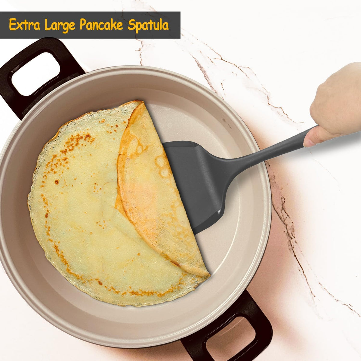 Silicone Spatula Set, 600°F Heat Resistant Silicone Spatula Turner Flipper for Cooking, Non Stick and Non Scratch Kitchen Utensils for Eggs & Pancakes, 4 Pack, Black - PuriLite
