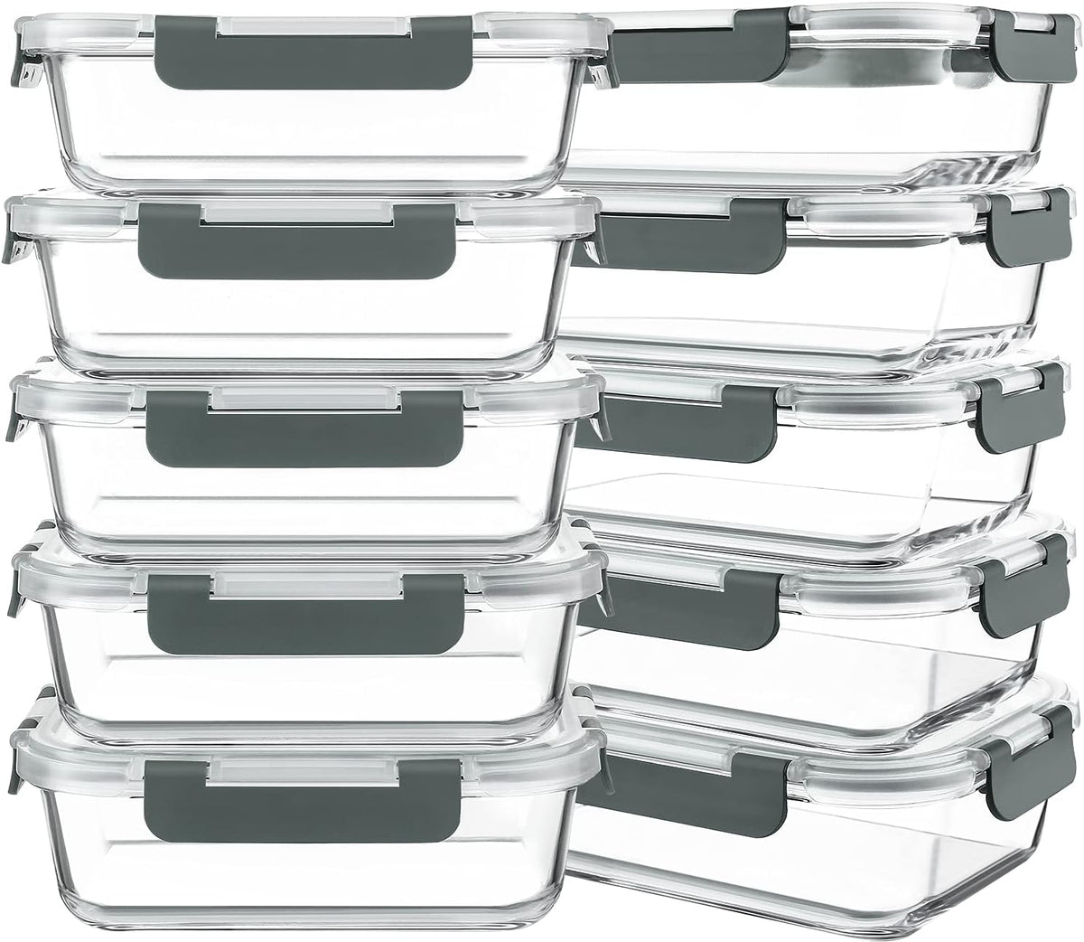 Purilite Select 10-Pack 30 oz Glass Meal Prep Containers with Lids - PuriLite