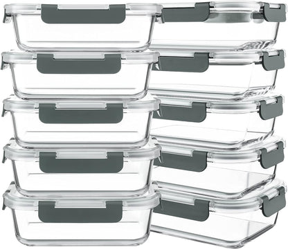 Purilite Select 10-Pack 30 oz Glass Meal Prep Containers with Lids - PuriLite