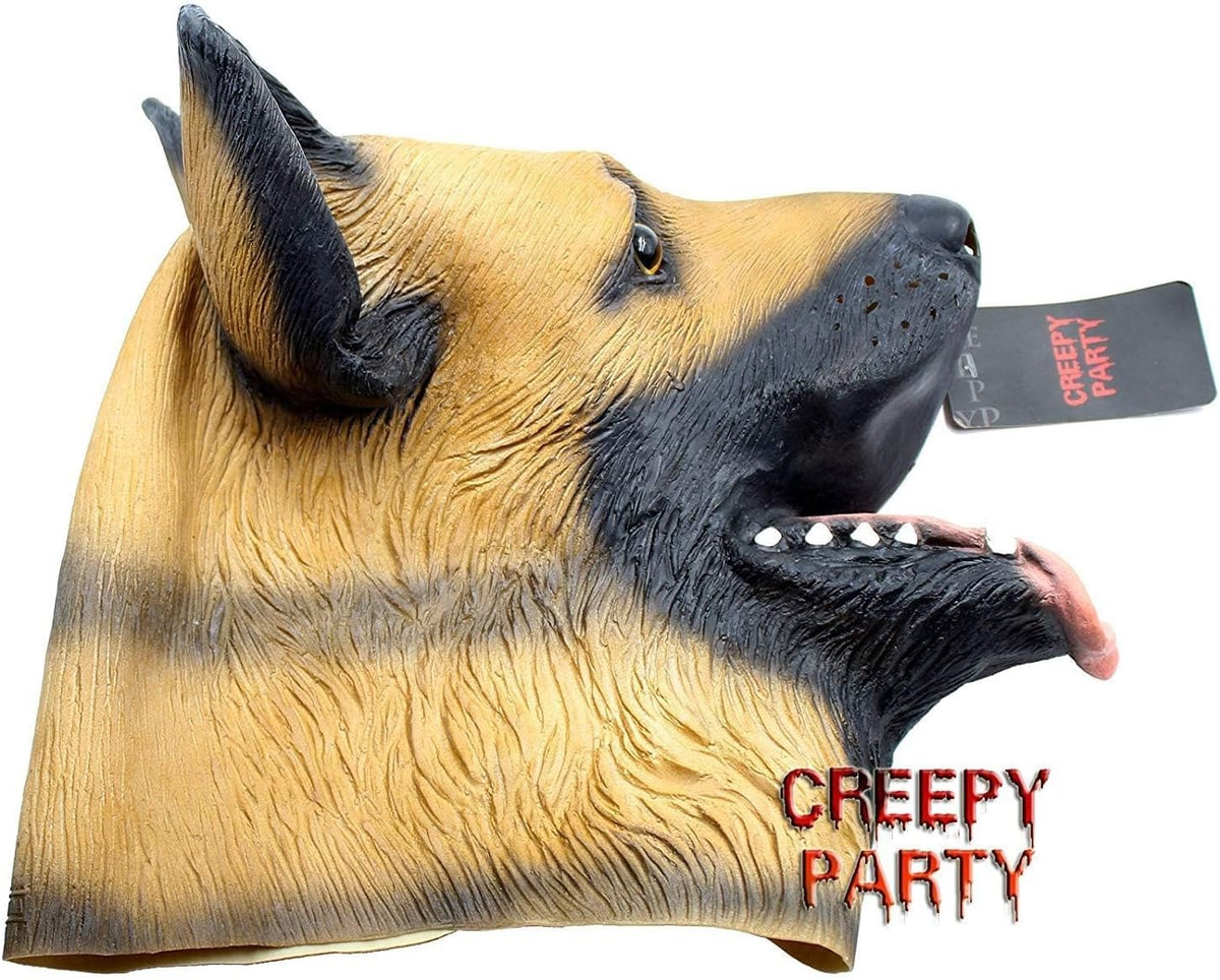 Dog Head Mask Halloween Party Dog Costume Masks Mask Underdog Costume Latex Animal Head Mask (German shepherd) - PuriLite