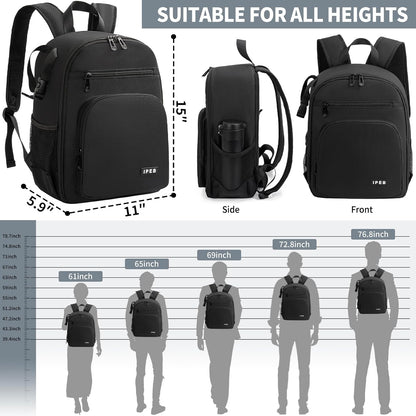 IPEB Camera Backpack Bag with Tripod Holder Water Resistant Camera Cases Photography Backpack Anti-Theft for DSLR Camera - PuriLite