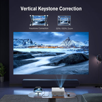 XuanPad Projector, 2023 Upgraded Mini Projector, Portable Video Projector HD 1080P Supported, 55000 Hours Home Projector, Compatible with TV Stick, HDMI, VGA, USB, AV, Laptop, iPhone, Android, White - PuriLite
