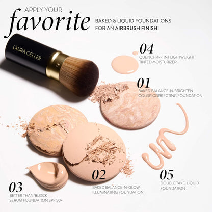 LAURA GELLER NEW YORK Dual-Ended Blush + Bronzer Brush - Blush Bronzer Contour Face Makeup Brush - PuriLite