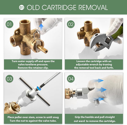1222 Replacement Cartridge for One Handle Posi Temp Shower Cartridge Replacement,Brass & Plastic,Without Removal Tool - PuriLite
