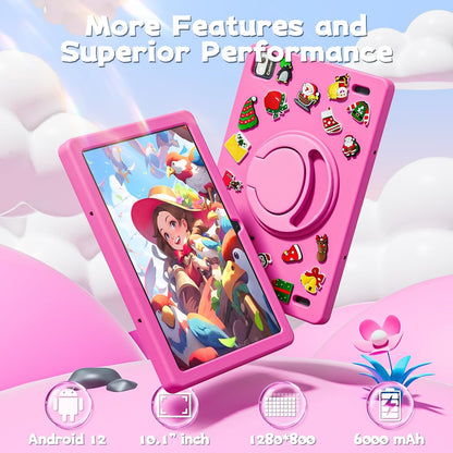 SGIN 10.1 Inch Tablet, 4GB RAM 128GB ROM, Android 13 Tablets, Octa-Core 2.0Ghz Processor, 1280 * 800 IPS Screen, 2MP+8MP Camera, 6000mAh, WiFi, Bluetooth 5.0 (Pink) - PuriLite
