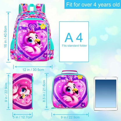 3pcs Backpack for Boys and Girls, 16” Kids Kindergarten Bookbag with Lunch Box, Cute Elementary Backpacks for Boy Girl - PuriLite