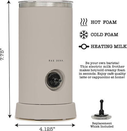 Rae Dunn - Electric Milk Frother - Elegant Automatic Milk Steamer and Frother, Milk Warmer, Hot and Cold Frothing Machine for Coffee, Latte, Cappuccino, Macchiato, - PuriLite