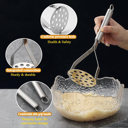 Purilite Select Dual-Head Stainless Steel Potato Masher Set - PuriLite