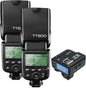 Godox 2pcs TT600 HSS 1/8000S 2.4G Wireless GN60 Flash Speedlite Built in Godox X System Receiver with X2T-C Trigger Transmitter Compatible Canon Camera - PuriLite
