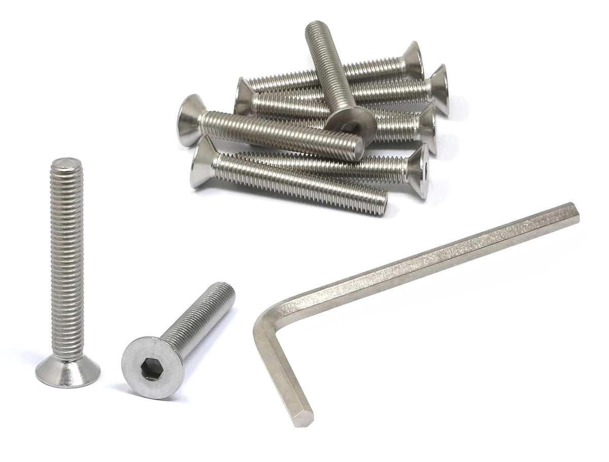 iexcell 5 Pcs M8 x 80mm Thread Pitch 1.25 mm Stainless Steel 304 Hex Socket Flat Head Cap Screws Bolts Kit - PuriLite