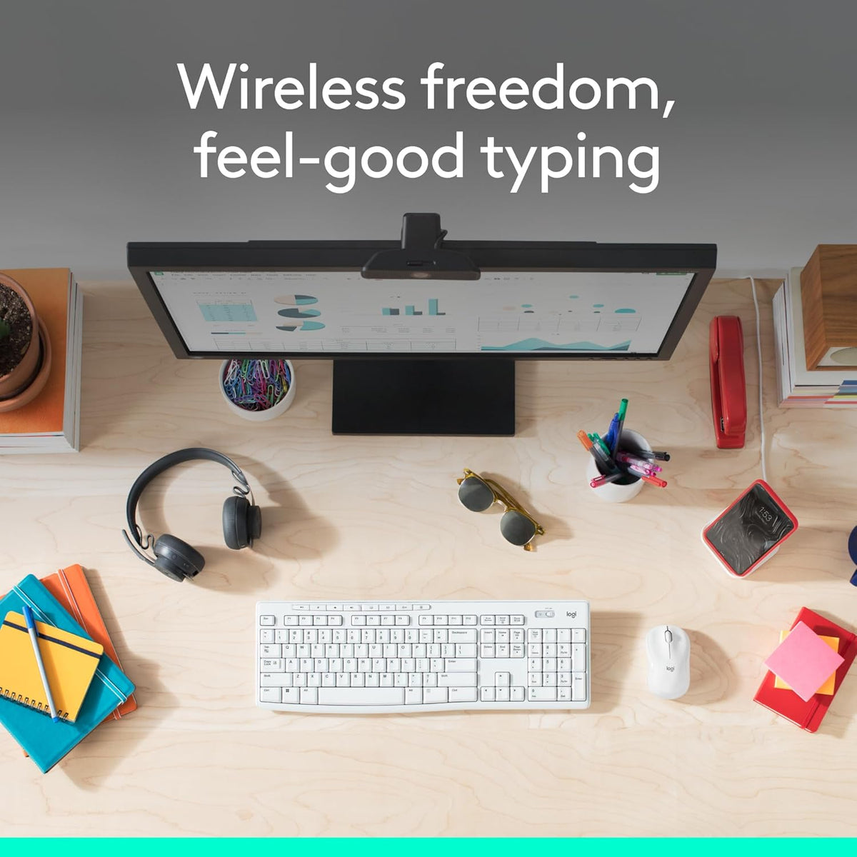 Logitech MK295 Wireless Mouse & Keyboard Combo with SilentTouch Technology, Full Numpad, Advanced Optical Tracking, Lag-Free Wireless, 90% Less Noise - Graphite - PuriLite