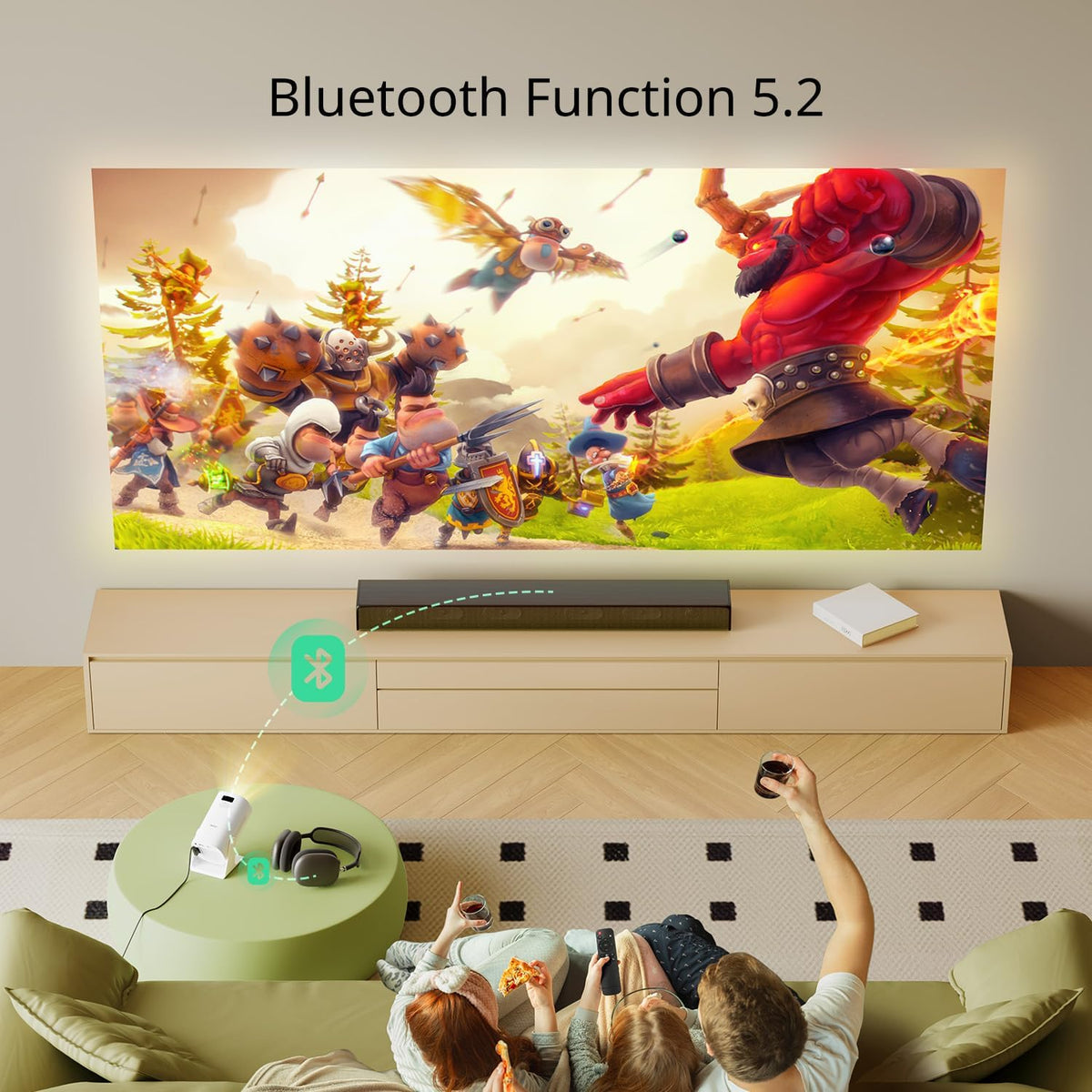 Mini Projector with Bluetooth and 50% Zoom, YOTON Y4 Auto Keystone 270° Rotation Portable Movie Projecteur 1080P Support, Compatible with Android/iOS/HDMI/PS5 - PuriLite