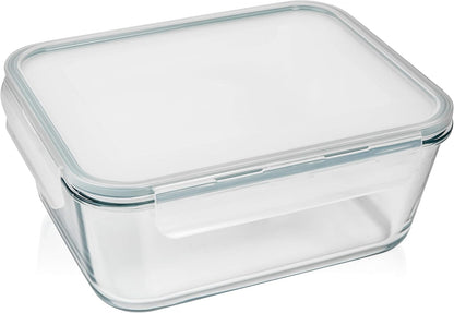 Razab 3300 Ml / 112 Oz Large Glass Container Food Storage with Lids - Leakproof, BPA-Free Large Meal Prep Container Ideal for Roasting Turkey, Store Leftover - Microwave & Oven Safe - PuriLite