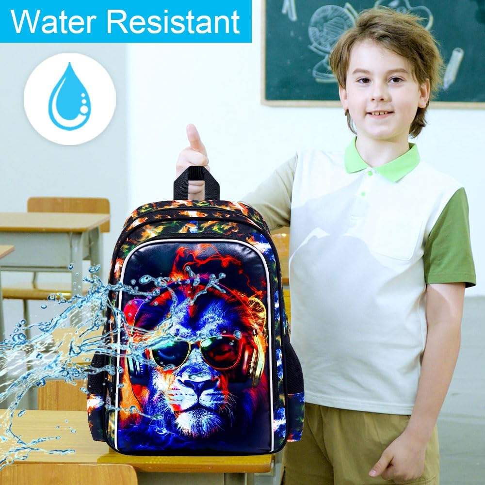 3pcs Backpack for Boys and Girls, 16” Kids Kindergarten Bookbag with Lunch Box, Cute Elementary Backpacks for Boy Girl - PuriLite