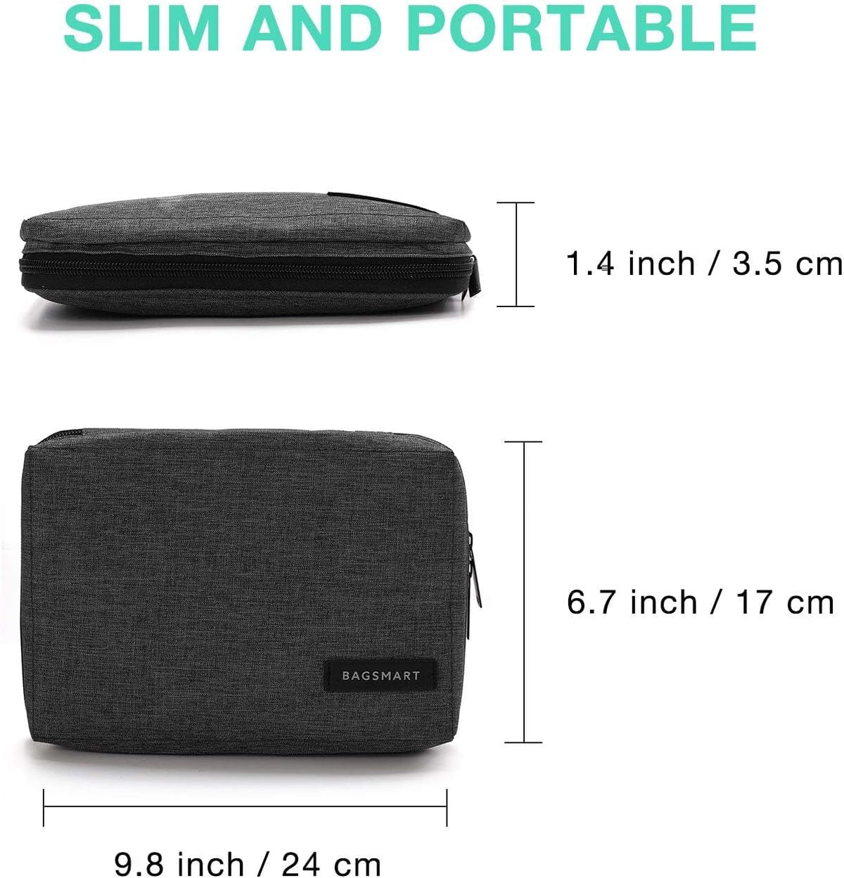 BAGSMART Electronic Organizer, Travel Cable Organizer Double Layer Electronics Accessories Cases Portable for Tablet 7.9", USB Drive, Cords, Black - PuriLite