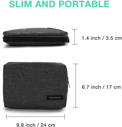 BAGSMART Electronic Organizer, Travel Cable Organizer Double Layer Electronics Accessories Cases Portable for Tablet 7.9", USB Drive, Cords, Black - PuriLite