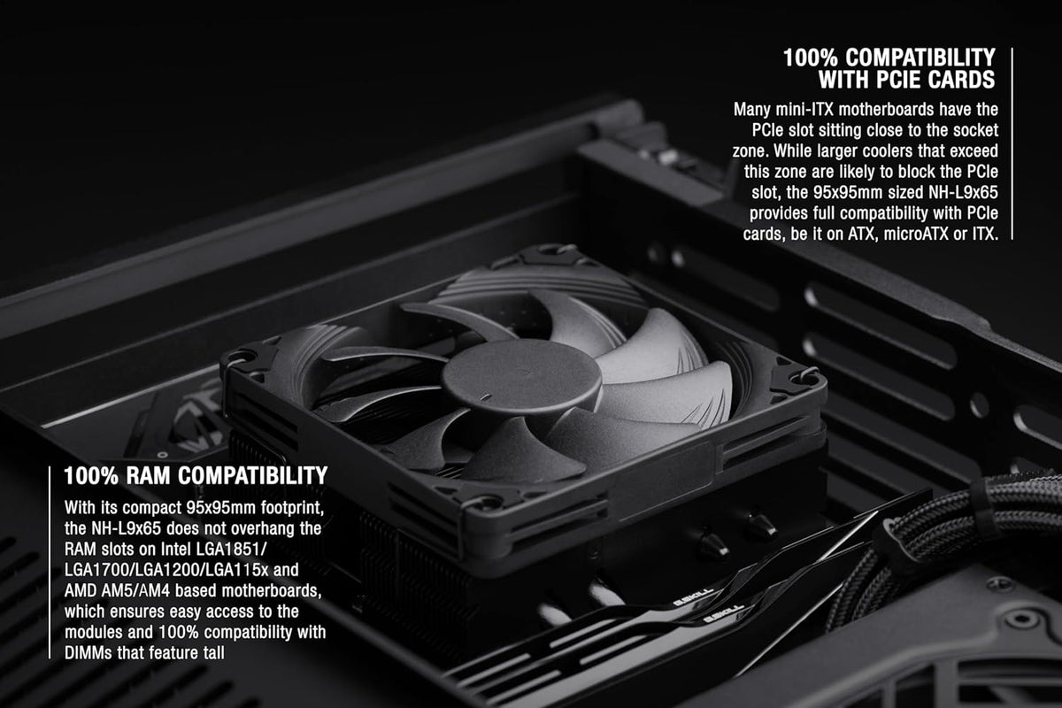 Noctua NH-L9x65 chromax.Black, Premium Low-Profile CPU Cooler (65mm, Black) - PuriLite