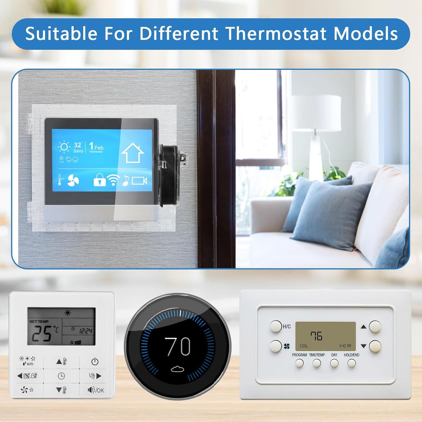 ClarityCraze Universal Thermostat Lock Box, Clear Guard, AC Control, Fits Thermostats Up to 6.88" H x 4.25" W or Smaller - PuriLite