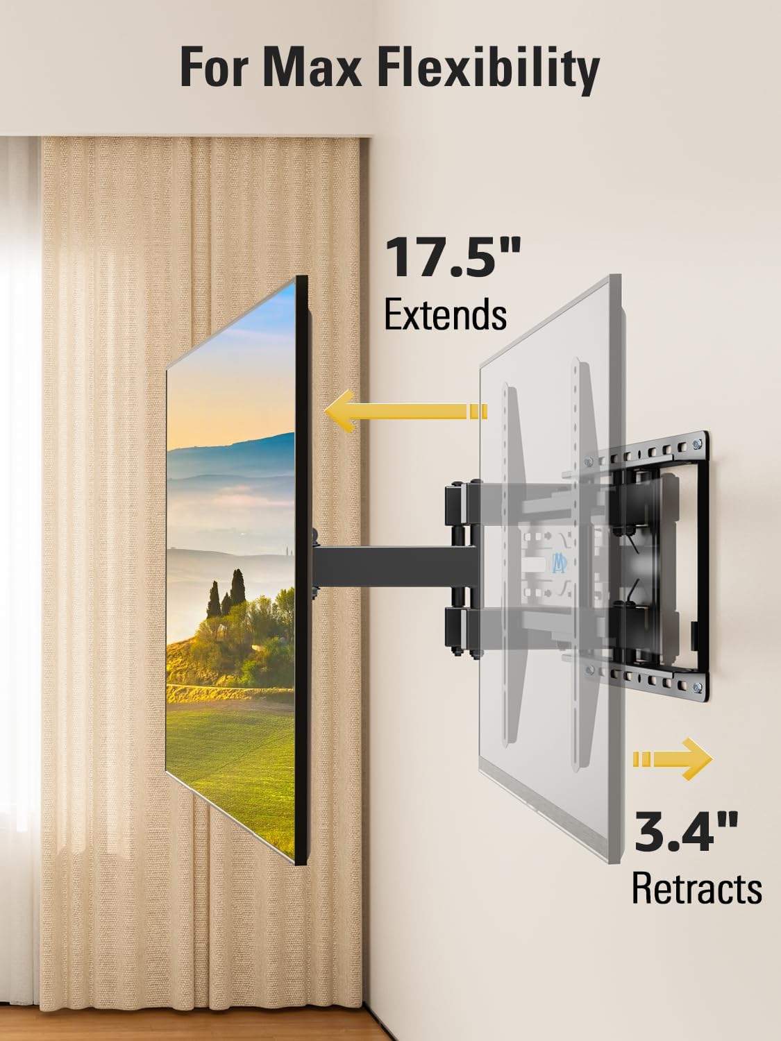 Mounting Dream TV Wall Mount for Most 32-65" Flat Screen TVs, Full Motion TV Mount with Dual Swivel Articulating Arms, Easy for TV Centering, Max VESA 400x400mm, 99 lbs Loading MD2380 - PuriLite