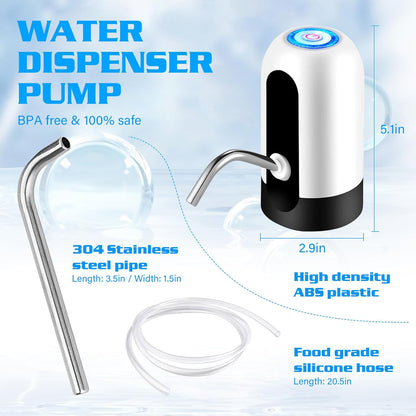 5 Gallon Water Dispenser Pump Rechargeable, Water Dispenser for 5 Gallon Bottle Bottom Loading, Portable USB Charging Automatic Drinking Mini Water Jug Dispenser - PuriLite