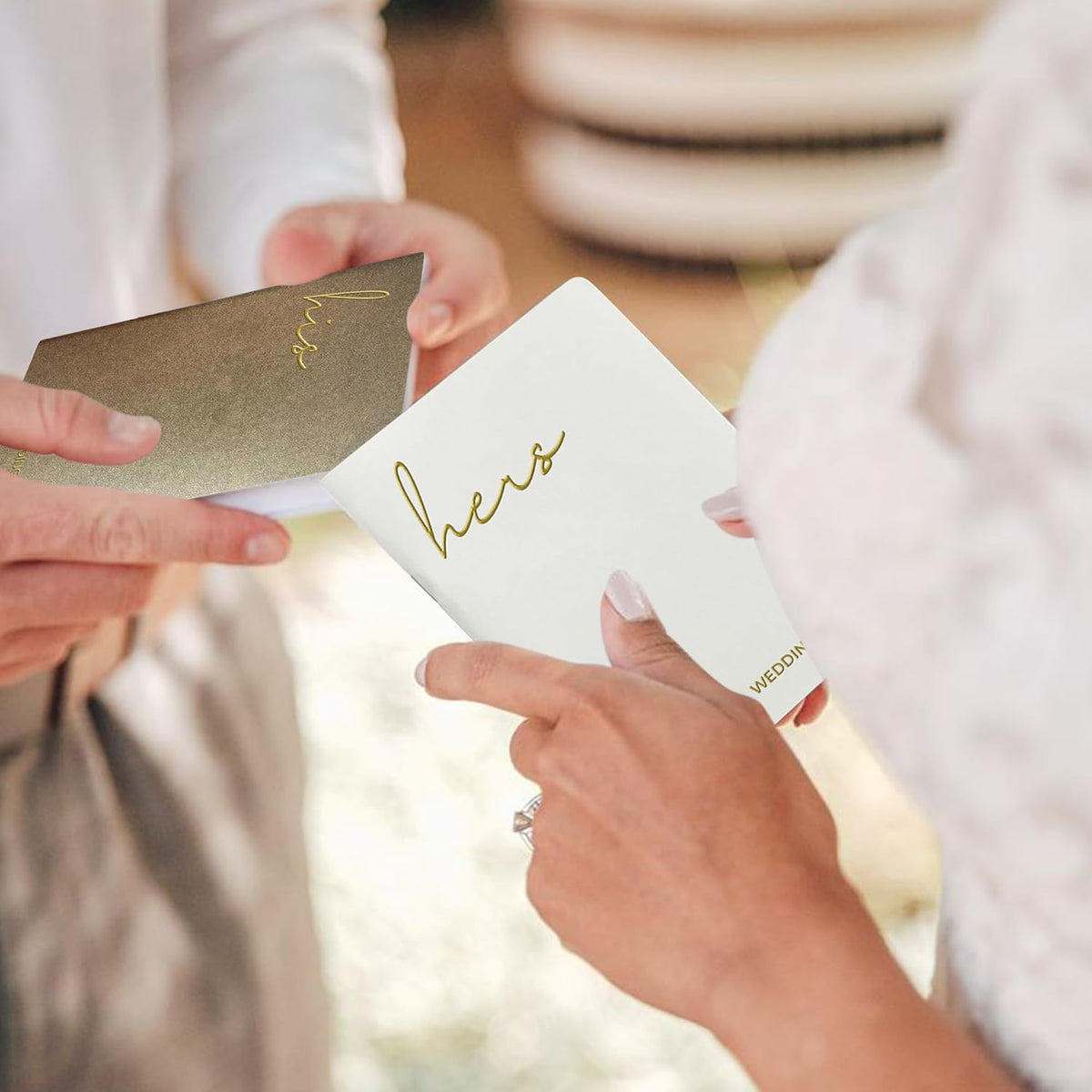 WeddingGiftsWedding Vow Books His and Hers Soft Touch Gold Foil Engraving Vow Books Wedding Essentials Wedding Accessories(TR-HH-Black) - PuriLite