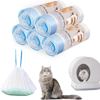 Joddguu 100 Count Self-Cleaning Cat Litter Box Liners Compatible With MW-SC01/MW-SC02/MW-LR01 Automatic Cat Litter Box, Drawstring Heavy Duty Kitty Litter Bags Replacement Trash Bag -18" x 12.6" - PuriLite