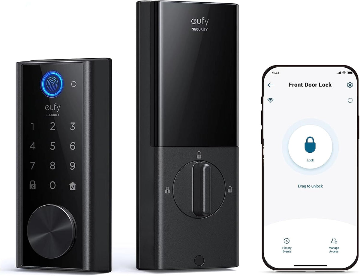 eufy Security Smart Lock S230 - Keyless Fingerprint Lock with Wi-Fi, Remote Access, IP65 Weatherproof, BHMA Certified (E130 Updated Version) - PuriLite