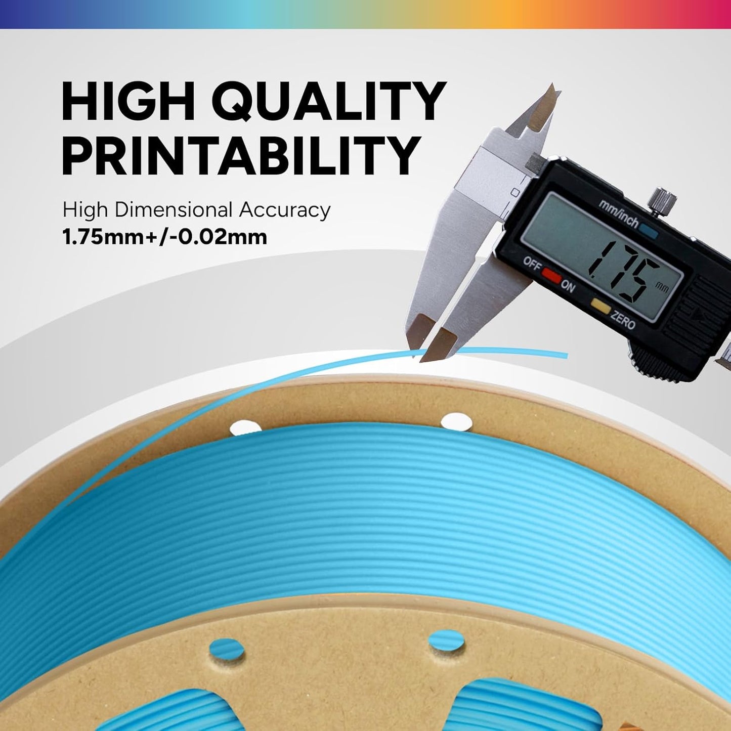 OVERTURE PLA Filament 1.75mm PLA 3D Printer Filament, 1kg Cardboard Spool (2.2lbs), Dimensional Accuracy +/- 0.02mm, Fit Most FDM Printer (Black 1-Pack) - PuriLite