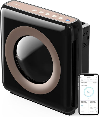 Coway Airmega AP-1512HHS App-Enabled Smart Technology, Compatible with Amazon Alexa True HEPA Air Purifier, Black/Bronze - PuriLite