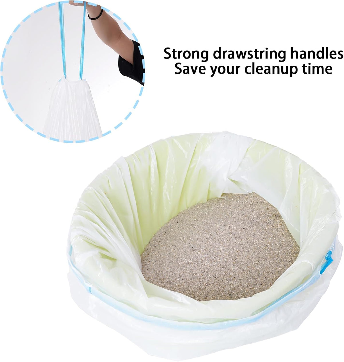 Yymobt Cat Litter Box Liners Waste Bags for Self-Cleaning Drawstring Waterproof Easy Cleanup Automatic Litter 20 Count - PuriLite